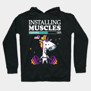 Unicorn Installing muscles please wait Hoodie